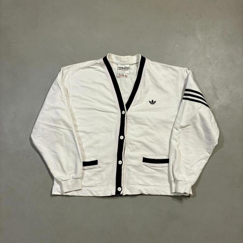 1990s Adidas Women's Retro Sporty White Cardigan - Picture 2 of 7